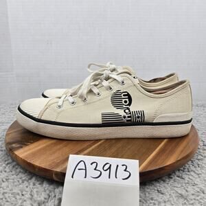 Isabel Marant Mens 10 Binkoo Ivory White Canvas Casual Lace Up Low Top Sneaker